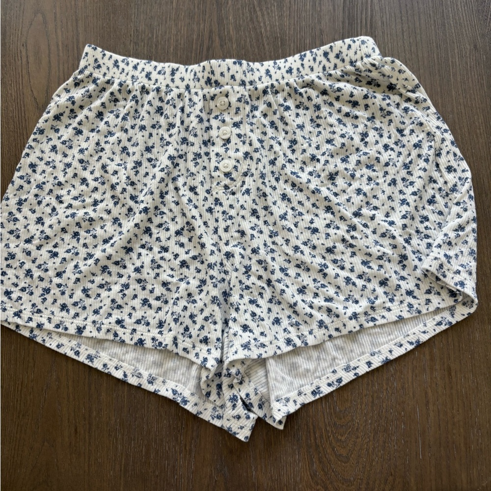 Hollister Blue and White Pajama Shorts Intimates